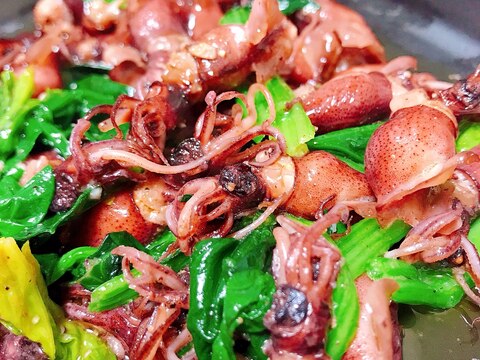 ほたるいかとほうれん草のアヒージョ